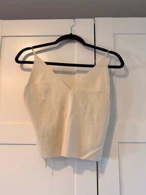 Nanushka Cream Chain-Strap Knit Camisole Top Size M